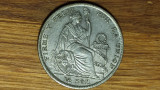 Peru - moneda istorica argint - 1/2 sol 1929 GM -Seated Liberty- impecabila !, America Centrala si de Sud