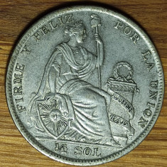 Peru - moneda istorica argint - 1/2 sol 1929 GM -Seated Liberty- impecabila !