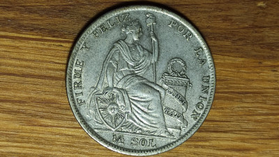 Peru - moneda istorica argint - 1/2 sol 1929 GM -Seated Liberty- impecabila ! foto