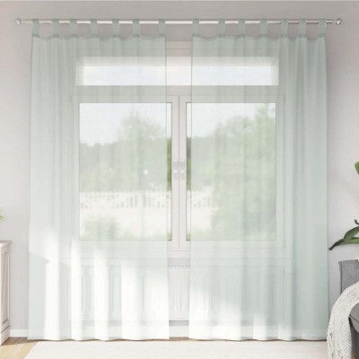 Perdele voal cu bucle 2 buc Gri deschis 140x225 cm foto