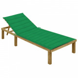 Cumpara ieftin Șezlong cu pernă verde, lemn de pin tratat