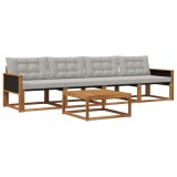 vidaXL Set de canapele de exterior 5 pcs Natural și gri deschis 3381223