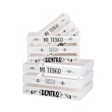 Set 3 cutii depozitare lemn alb negru 30 x 20 x 16 cm, 35 x 25 x 18 cm, 40 x 30 x 20 cm