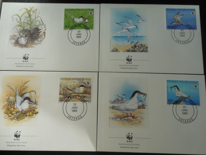 Benin-Fauna,pasari-set complet FDC