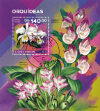 S. TOME E PRINCIPE 2021 - Flori, orhidee / colita