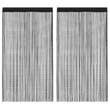 Gossi draperii cu franjuri, 2 buc., 100 x 250 cm, negru