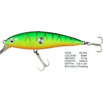 Vobler FL FL115 Floating 100mm 15.5g Depth 0.6-1.2m Colour 606 foto