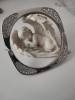 Bratara masiva inox placata cu AUR alb 18K si cristale Swarovski