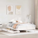 VidaXL Cadru de pat fără saltea, alb, 135x190 cm, lemn masiv de pin