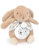 Veioza muzicala cu proiectie, Doudou, Iepuras pufos, 19 cm, Bej