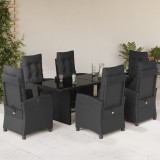 VidaXL Set mobilier de grădină cu perne, 7 piese, negru, poliratan 3212920