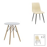 Cumpara ieftin Set masa si scaune 3 piese Julita-Noor Alb 60x60x73 cm