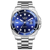 Ceas Bărbați Lige 89155 Argintiu-Albastru &ndash; Design Business, Funcții Multiple, Rezistent la Șocuri, Rezistent la Apă 3ATM