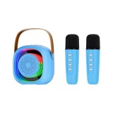 Sistem karaoke portabil cu boxa mini si 2 microfoane wireless PAPLIX - 5 tipuri de lumini RGB, 4 Efe
