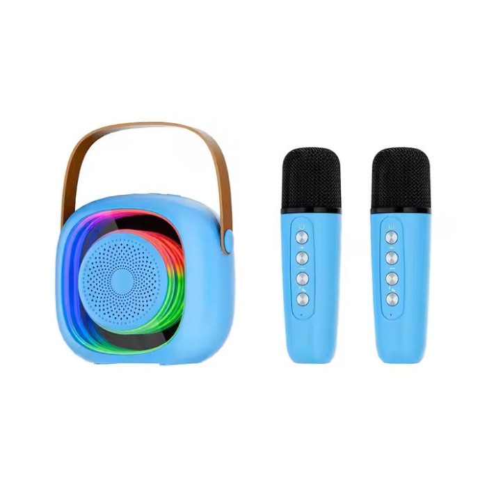 Sistem karaoke portabil cu boxa mini si 2 microfoane wireless PAPLIX - 5 tipuri de lumini RGB, 4 Efe
