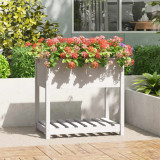 Gossi jardiniera cu raft, alb, 82,5x54x81 cm, lemn masiv de pin