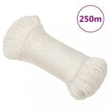 VidaXL Fr&acirc;nghie de lucru, Alb, 8 mm, 250 m, polipropilenă