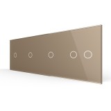Cumpara ieftin Panou touch Livolo din sticla auriu pentru 3 simple si 1 dublu
