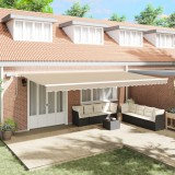 Marchiză manuală retractabilă bej cu LED 600x300 cm