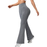 Pantaloni Sport de Dama, Flippy, pentru Yoga, Talie Inalta, Evazati, Tricotati, Gri Deschis, Marime XL
