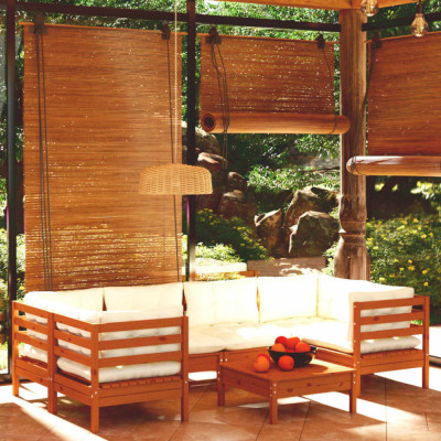vidaXL Set mobilier grădină cu perne, 7 piese, maro miere, lemn de pin foto