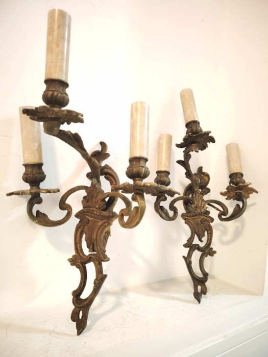 Superb set de aplice dimensiuni mari cu 3 brațe in stilul Rococo