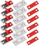 Prinderi Magnetice Uși Dulap, 6 Bucăți, Fixare Adezivă, Roșu Argintiu, Metal