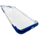 Husa silicon slim Forcell New Electro transparenta cu margini electroplacate albastre pentru Huawei Mate 20 Lite