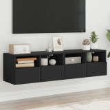 Comode TV de perete, 2 buc., negru, 60x30x30 cm, lemn GartenMobel Dekor, vidaXL