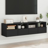 Comode TV de perete, 2 buc., negru, 60x30x30 cm, lemn