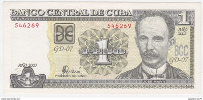 !!! CUBA - 1 PESO 2003 - P 121 c - UNC / SERIA GD-62 foto