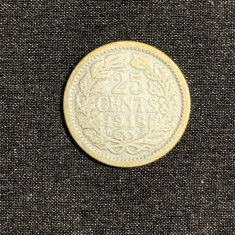 Moneda 25 cenți 1918 Olanda argint