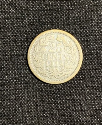 Moneda 25 cenți 1918 Olanda argint foto