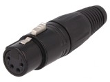 Mufă XLR Mamă 4 Pin Lipire Argintat Neagră, CLIFF