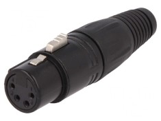 Mufă XLR Mamă 4 Pin Lipire Argintat Neagră