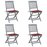 Cumpara ieftin Gossi scaune pliabile de exterior cu perne, 4 buc., lemn masiv acacia