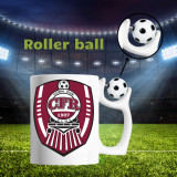 Cană cu minge fotbal &bdquo;Fotbal club CFR Cluj&rdquo;, v1, sport, fotbal, suporter, alba, 330 ml, Simple