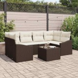 VidaXL Set de canapele pentru grădină 7 pcs Maro, Crem 55 x 55 x 37 cm