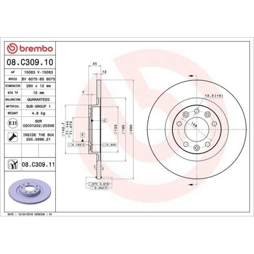 Set disc frana Citroen C4 Grand Picasso 2 (Da De) 09.13-, C4 Picasso I (Mpv) (Ud) 10.06-12.15, C4 Picasso 2 Van (Dd) 01.13-, C4 Picasso 2 01.13-, C4
