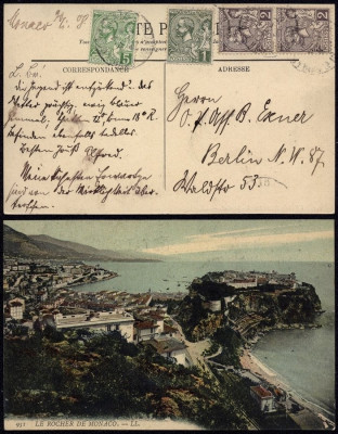 Monaco 1908 Old Postcard Postal stationery to Berlin Germany DB.359 foto