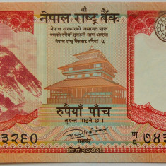 BANCNOTA EXOTICA 5 RUPII - NEPAL, anul 2017 *cod 501 B = UNC