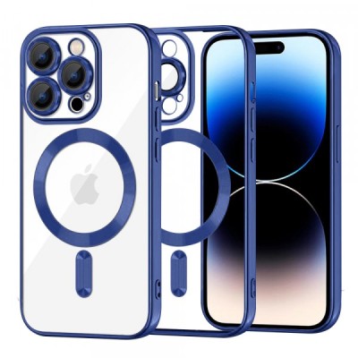 Husa MagSafe pentru Apple iPhone 14 Pro, Techsuit, Luxury Crystal, Albastra foto