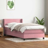 vidaXL Pat box spring cu saltea, roz, 100x220 cm, catifea 3317984