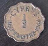 Moneda Cipru - 1/2 Piastre 1944