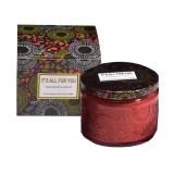 Lumanare parfumata, flippy, model borcan, rosu, aroma de frezie britanica de pere