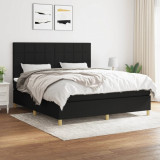 VidaXL Pat box spring cu saltea, negru, 180x200 cm, catifea