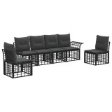 vidaXL Set de canapele de exterior 6 pcs Negru și Gri &icirc;nchis Poliester 3437663