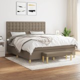 VidaXL Pat continental cu saltea, gri taupe, 180x200 cm, textil 3137497
