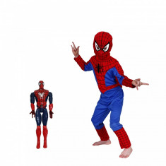 Set costum Spiderman marimea S si figurina foto