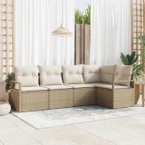 vidaXL Set de canapele pentru grădină cu pernă 5 pcs Bej și crem